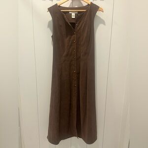 Orvis Brown Sleeveless Button-Front Maxi Dress